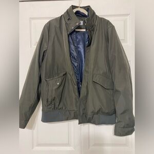Michael Kors Men's Olive Green Jacket with hoodie size L